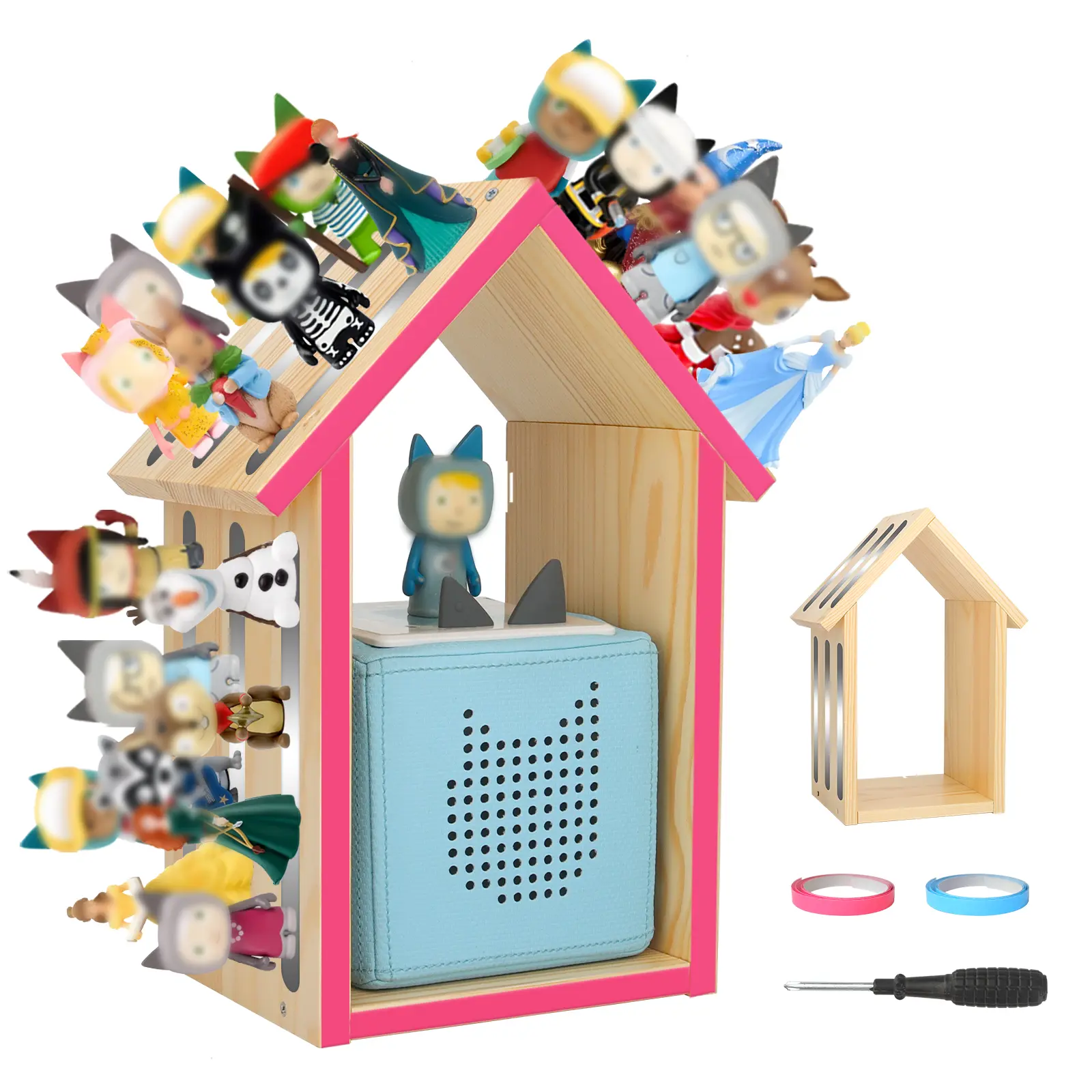 For Tonie Shelf,Tonies Storage for Creative Tonie Box Magnetic Shelf for Tonie Figures,Characters,Wooden for Kids (Natural) Organiser Racks