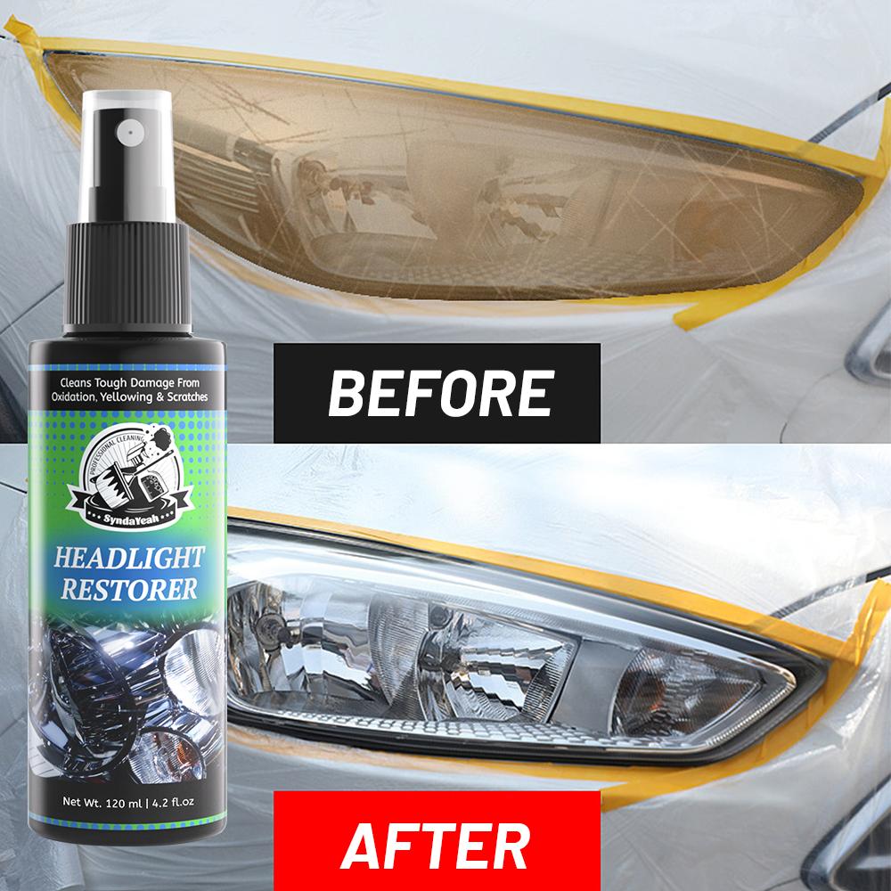 Automotive Headlight Restoration Cleaner, effectively cleaning oxidized yellowing and fine scratches, maintaining clear headlight brightness, slowing aging, eco-friendly and non-damaging, providing long-lasting protection for headlights