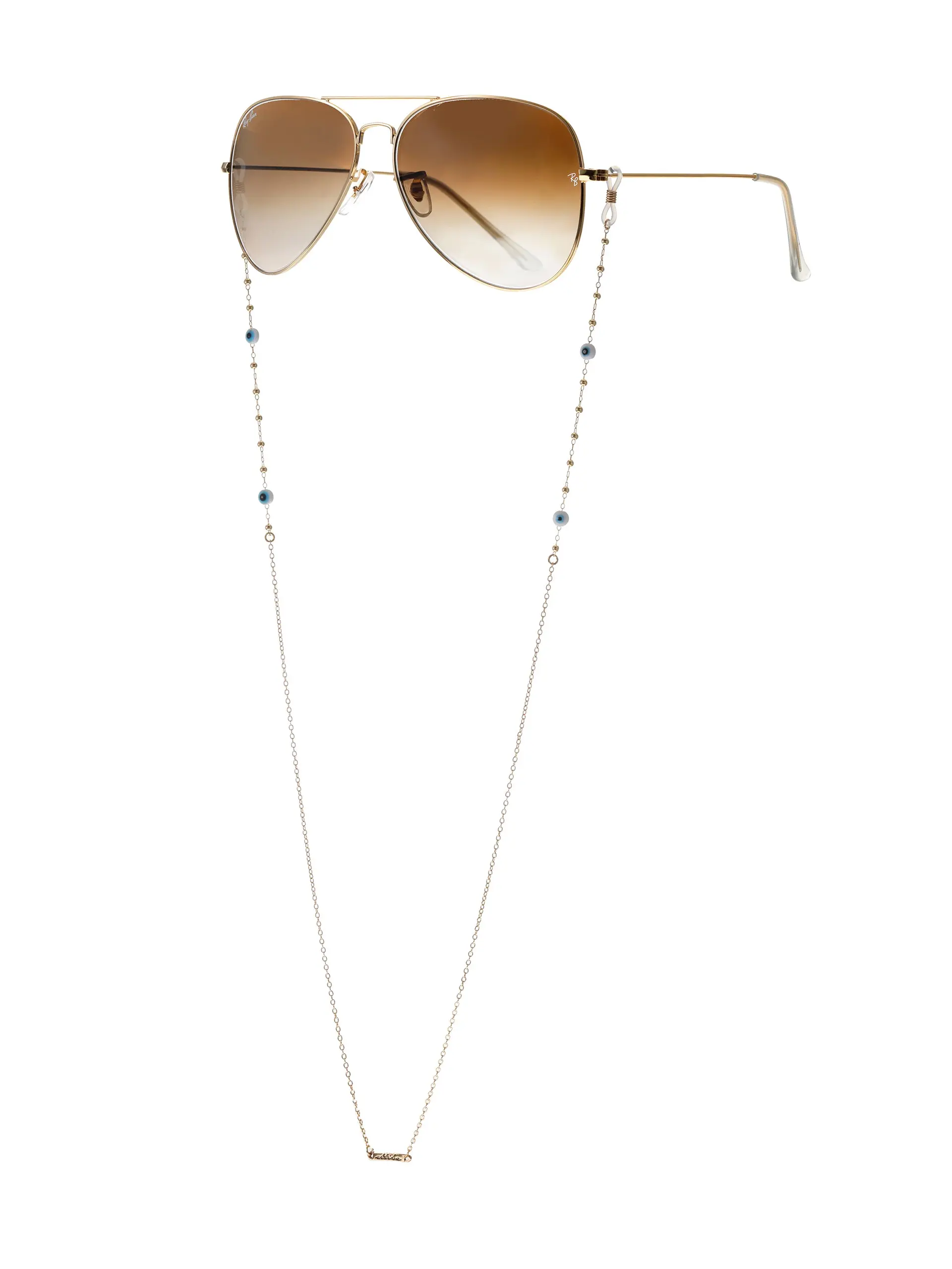 Ettika Evil Eye Beaded Eyeglass Chain – Imitation Gold Plated Brass with Acrylic Beads (31")
