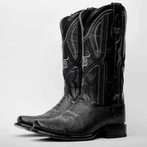 Genuine Black Bull Shoulder Boots - Cutter Toe