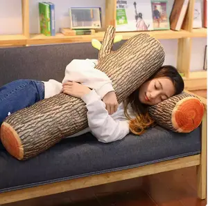 Decorative Round Throw Pillow, 3D Digital Print Comfortable Kids Funny Cute Wood Log Pillow