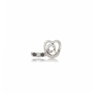 4 pcs Women's Hollow Heart Double-Sided Glossy Hip-Hop Tooth Jewelry - Interlocking Clear & Black -Accented Golden-Tone Grills, Year-Round Everyday Dental Grillz , Comfortable & Durable Design, Cool Hollow Love Double Side Tooth Orname