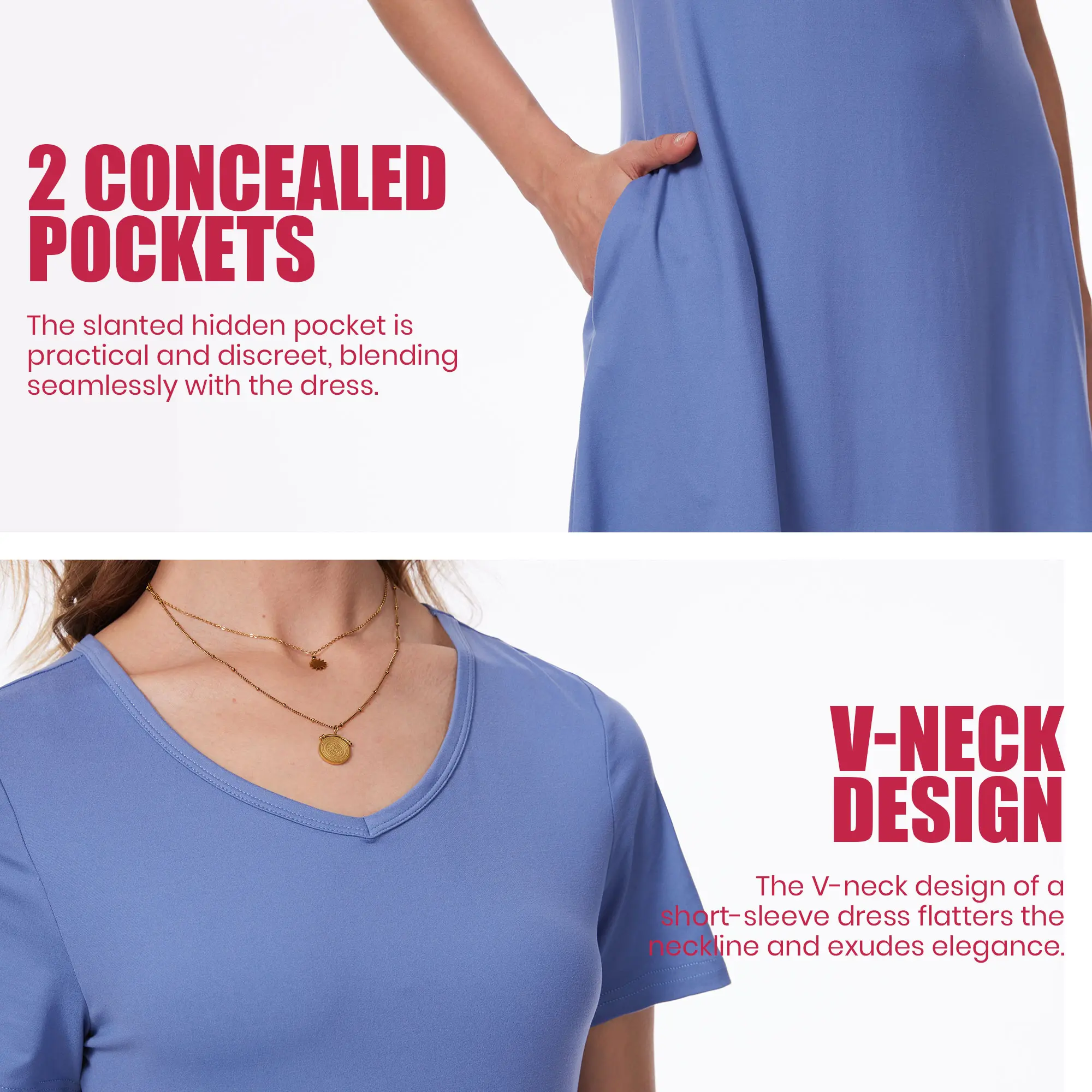 SHOWITTY 1/2 Pack Women's Casual T-Shirt Loungewear Dresses with Pockets Plus Size Short Sleeves Pajama Dress- Breathable Lightweight Fit for Summer Outings Everyday Wear #Summervibes
