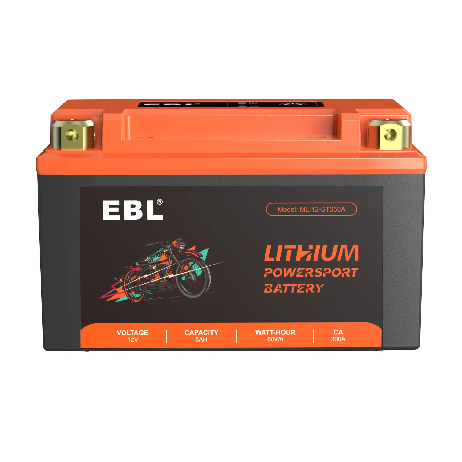 EBL Durable High Performance 12V 5Ah 300A Lightweight Lithium Replacement LiFePO4 Motorcycle Battery for ATV, UTV, Jet Skis