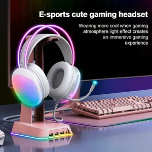 Marvo Wired RGB Gaming Headsets - 3.5mm Dual Plug, External Microphone, Blue-Light PU Pads, 2.1m Cable, Volume Control, Multi-Platform Compatible with PS5, PS4, PC
