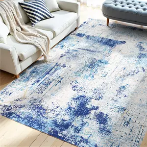 VEVOR Area Rug, 5 x 7 ft Large Washable Rug, Non-Slip and Tear-Resistant Soft Carpet, Pet Friendly Modern Area Rugs, Indoor Mat for Bedroom, Office, Living Room, Entryway, Blue