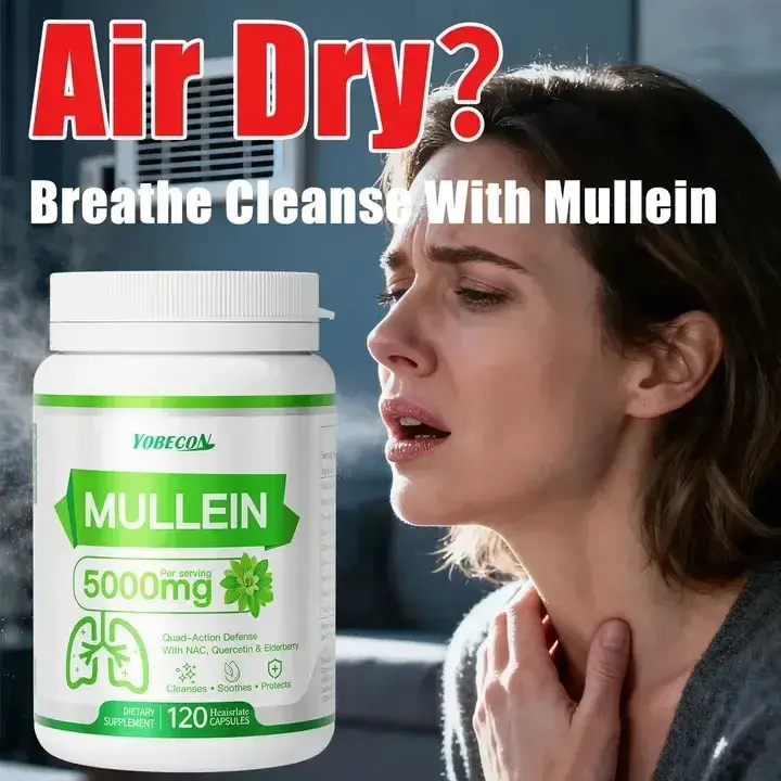 Heaisrlate Mullein & NAC Dietary Supplement with Elderberry & Botanical Extracts - 45000mg Mullein Leaf, Mucus Removal, Dry Cough Support, Respiratory Aid, Immune Boost, Antioxidant Formula, 120 Capsules, Allergen Free Airway Care for Adults, 24 Months, H