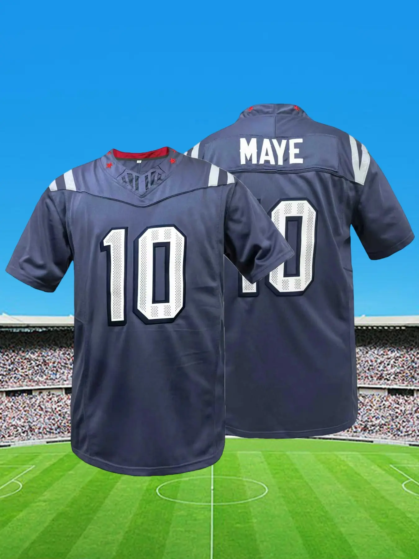 Men's Football Home Jersey MAYE #10 Loose-Fit V Neck Sports Jersey,Athletic Tops,Breathable Embroidered Design, Casual Short Sleeve Tee for Men & Women, Sports Tops, Football Jerseys
