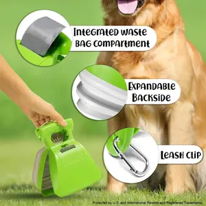 DogBuddy Pooper Scooper, Portable Dog Pooper Scooper, Poop Scooper for Small and Large Dogs, Pooper Scooper With Bag Attachment, Leash Clip and Dog Waste Bags Included (Medium, Kiwi)