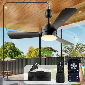 PBLALA 28" Gazebo Fan with Light,Plug in ceilling Fan Light,Outdoor Ceilling Fan with Light,35W 3000-6500k,Remote/APP Control,Portable Fan Light for Patios,Porch