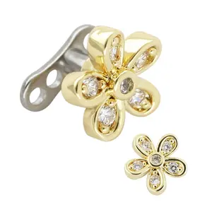 1pc G23 Titanium Micro Dermal Anchor Flower Top with Base Dermal Piercings Surface Skin Diver Implant Piercing Body Jewelry