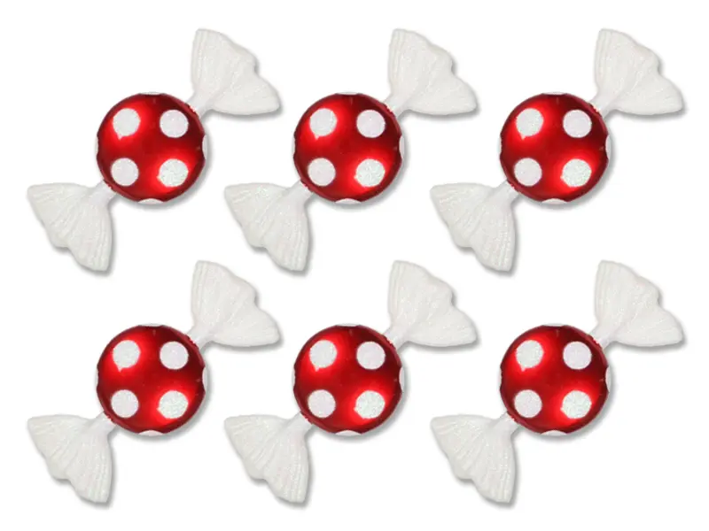 212 MAIN 7 in. Plastic Red & White Dotted Glitter Swirls Candy-Shape Glitter Hanging Ornaments (Pack of 6) - Delectable Ornaments Decoration for Holiday Christmas Tree, Wreath, Candy Lover Home Decor, Home Ornament, Festive Home Decor