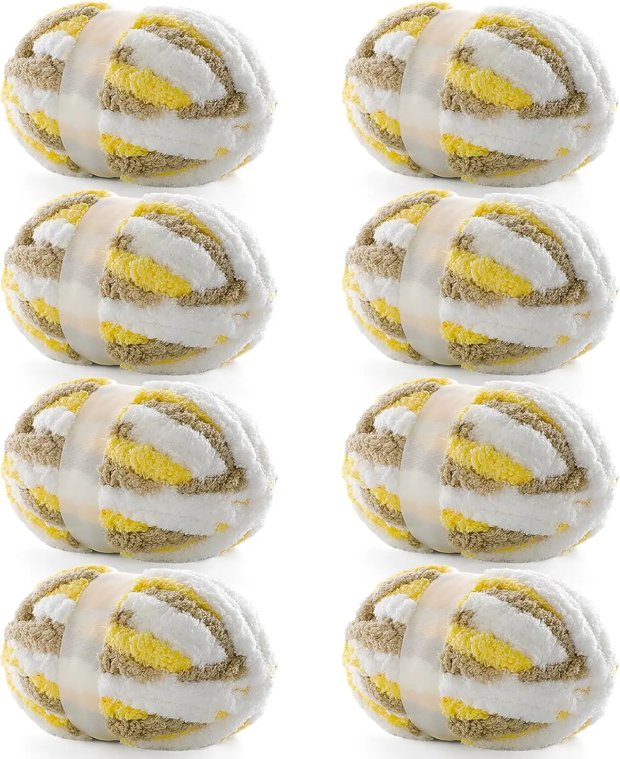 8 Pack Chunky Yarn for Hand Knitting - Chenille Blanket Yarn for Crocheting Blankets - 228 Yds/61.6 Oz Rainbow Ombre Yarns - Super Bulky Soft Thick Mixed Color  Yarns (8, Yellow-Grey-White)