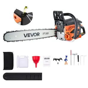 Summervibes VEVOR 62 cc Gas Chainsaw, 20 inch Gas Powered Chainsaw, 3.8 HP Power Chain Saw with Non-Slip Handle, Gas-Powered Chainsaws with Dual Fuel Tanks, For Wood Cutting, Tree Trimming, and Land Clearing