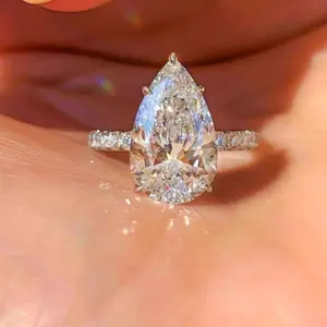 High-end teardrop crystal engagement ring, perfect choice for wedding, engagement, trendy accessories in 2025