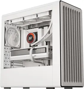 HAVN BF 360 Flow High Airflow ATX Mid Tower PC Case, Semi-Open SGCC Steel Frame, SimpliCable Cable Management, 2X 180mm Fan, 1x 140mm Fan 360mm Radiator Mounts, Magnetic Panels – White