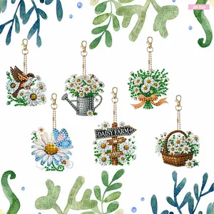 6Pcs DIY Special Shape Diamond Art Painting Keychain Kit Double-Sided Diamond Keychains Crystal Rhinestone Diamond Mosaic Key Chain Unique Handmade Gift
