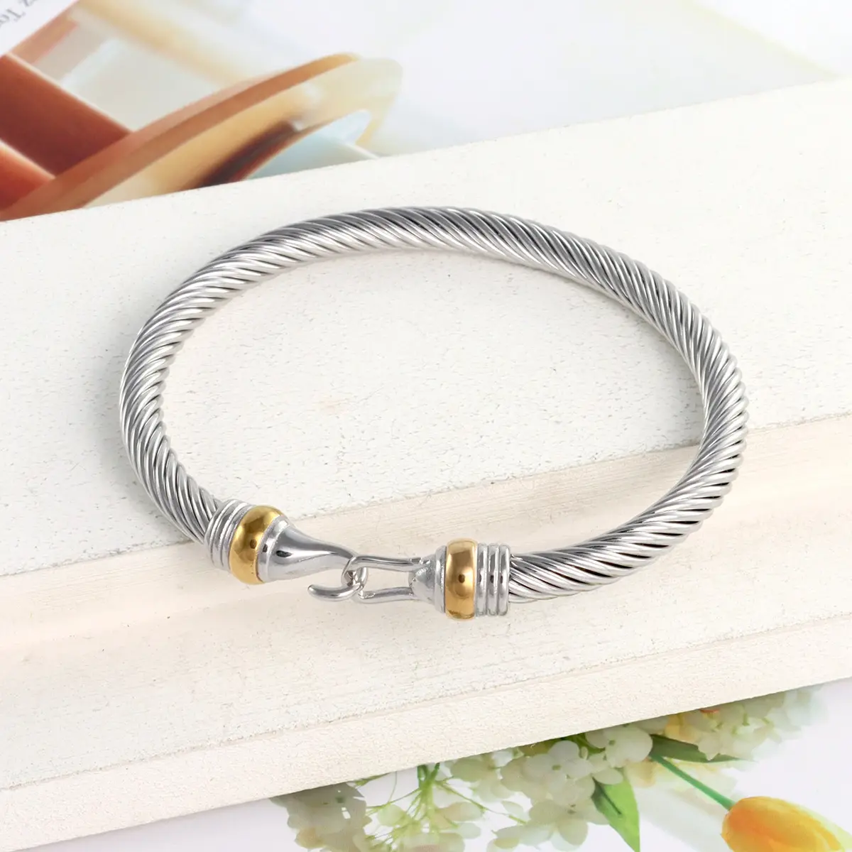 Bahamas Jewelry Stainless Steel Open Cable Wire Hook Bangles Bracelets  Women Inspired Jewelry Ladies  Cuff Bangle