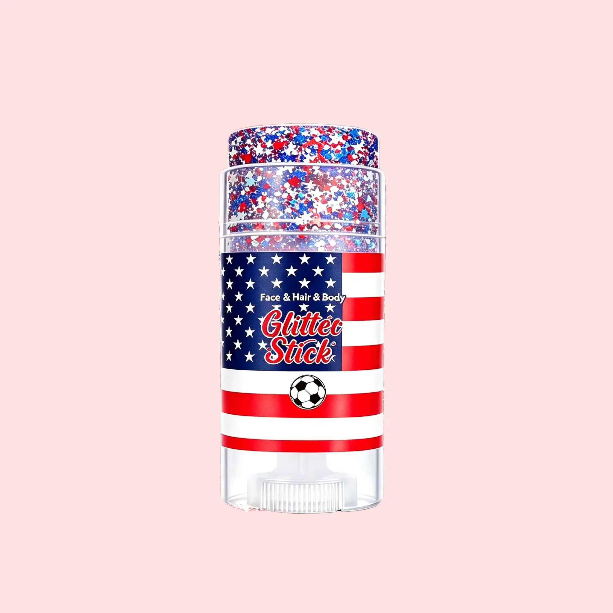 Bright Red White Blue Shimmer Glitter Stick crafted for Independence Day patriotic makeup & holiday cheering styles, cream glitter wand for face hair body decoration