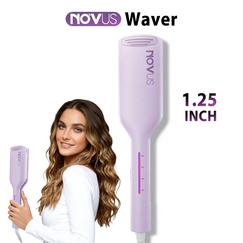 NOVUS S-Shaped Wide deep  waver tool Curling Iron, 2 Barrel Ionic 1.25/1.4 inch Fast Heating 4 Temp Ceramic Hair Waver - Anti-Scald Hair Crimper - Comfort hair