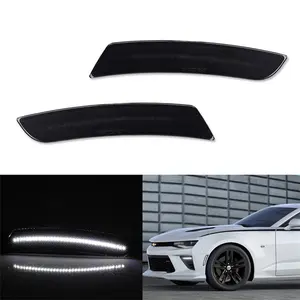 2PCS Smoke Lens White LED Side Marker Light Lamp For Chevy Camaro 2016 2017 2018 2019 2020 2021 2022 2023 Replace OEM 23169181, 23169182, 23126885, 23126884 ﻿