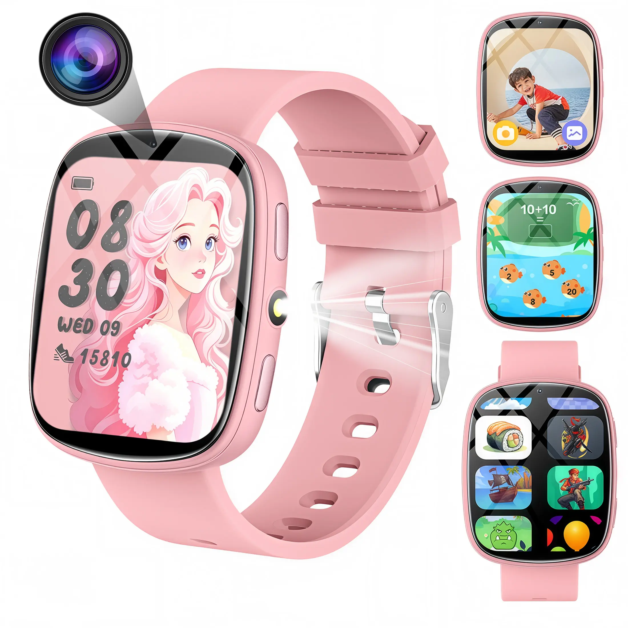 Kids Smart Watch 2026 with Camera No APP No Phone Needed, 1.83" Fitness Tracker Watch with flashlight, featuring 22 educational games. perfect for gaming watches for boys and girls aged 5-16 Wearable，Perfect Holiday Gift, Digital Wristwatch