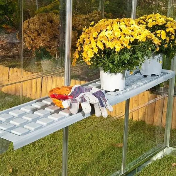 Palram-Canopia HG1007 Steel & Plastic Rectangular Metal Wall Mount Greenhouse Wall Shelves Kit, 10x48 in Functional Adjustable-to-Any-Level, All-Climates Durable Garden Supply, Easy to Assemble