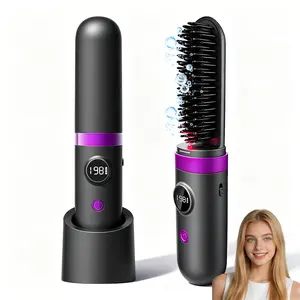 【NEW IN】Go Brush Pro Cordless Hair Straightener Brush, 2026 Upgraded Portable Hair Straightener, Negative Ionic Hot Comb, Infrared Light Waves, MCH Fast Heating, 3 Temp, Travel Hair Styling Tools for Women