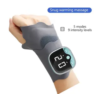 Portable Heated Wrist Massager with Vibration - 5 Massage Modes & 9 Intensity Levels, USB Rechargeable Cordless Hand Care Massager Heating Wrap for Tendonitis Arthritis Rheumatism Home Office Work Outdoor Sports Hands Pain Relief, Gift for Mom Dad Christm