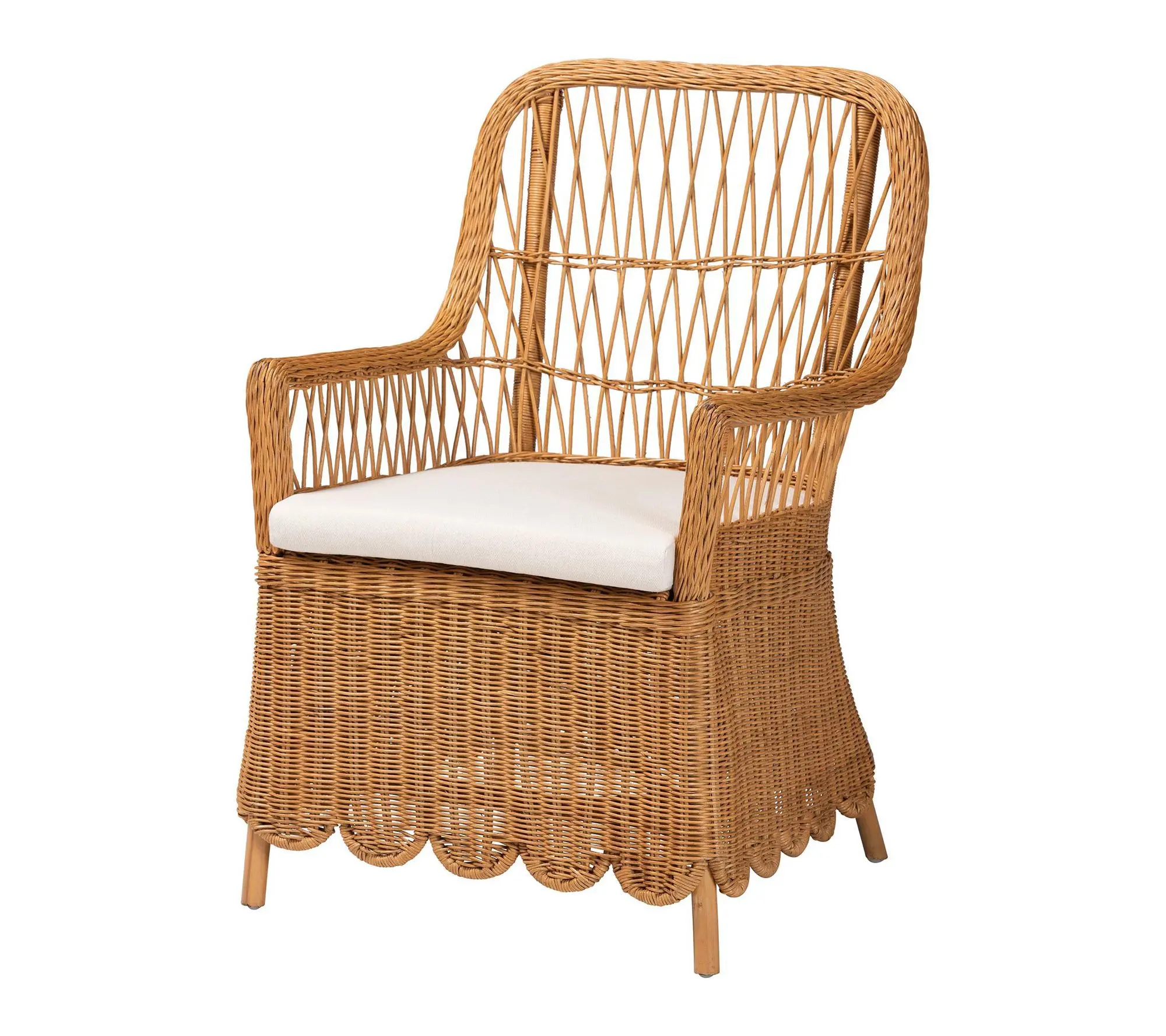 bali & pari Teresa Light Honey Scalloped Rattan Arm Chair