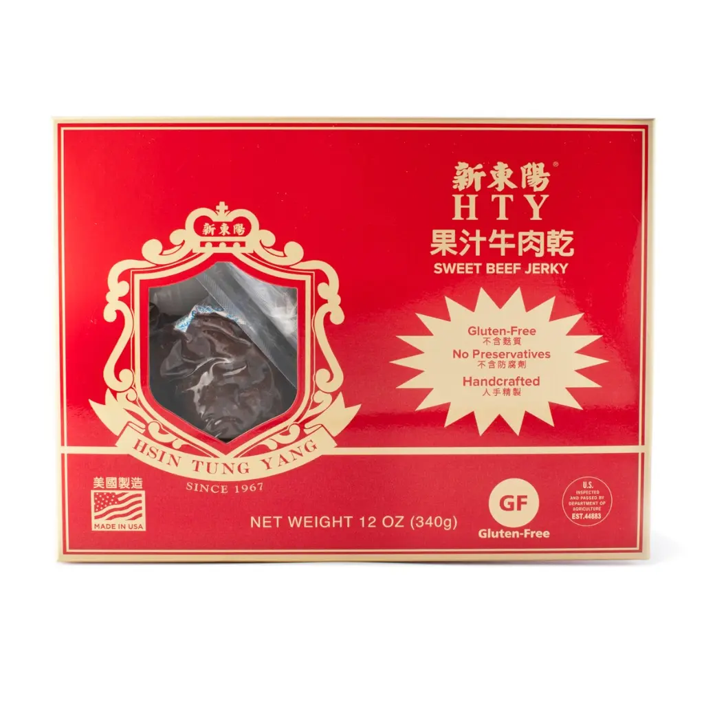 Hsin Tung Yang Beef Jerky - 12 oz Authentic Asian-Style Savory-Sweet Snack, Sticky Sweet Glaze, Gluten-Free, No Preservatives, Easily Chewable, Flavorful Blend