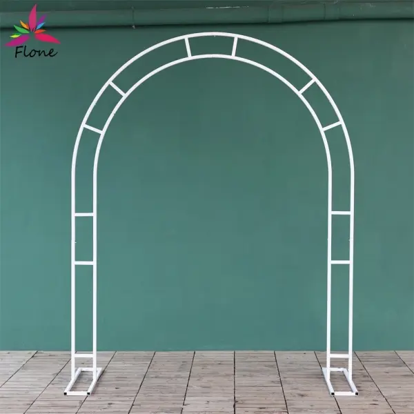 Flone Wedding Party Event Decoration Wrought Iron Arch Frame - Durable Painted Double-Pole Arch Backdrop Stand H7.2ft W5.9ft