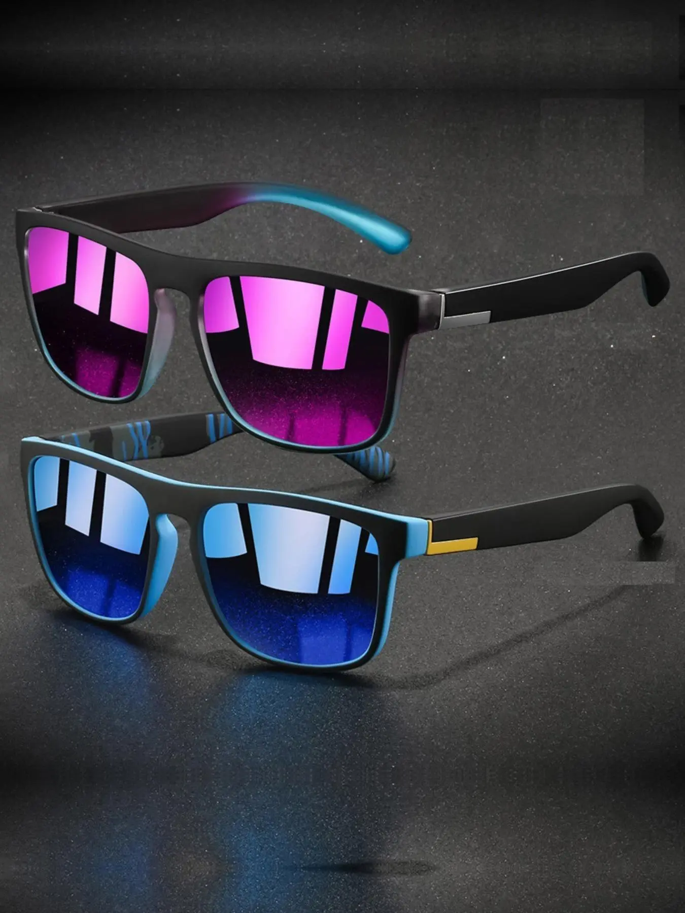 2pcs retro color blocking glasses,provide multiple color options,equipped rubber nose pad,adopt polycarbonate framework,lightweight and comfortable design,suitable for outdoor and daily wear,the ideal vacation gift