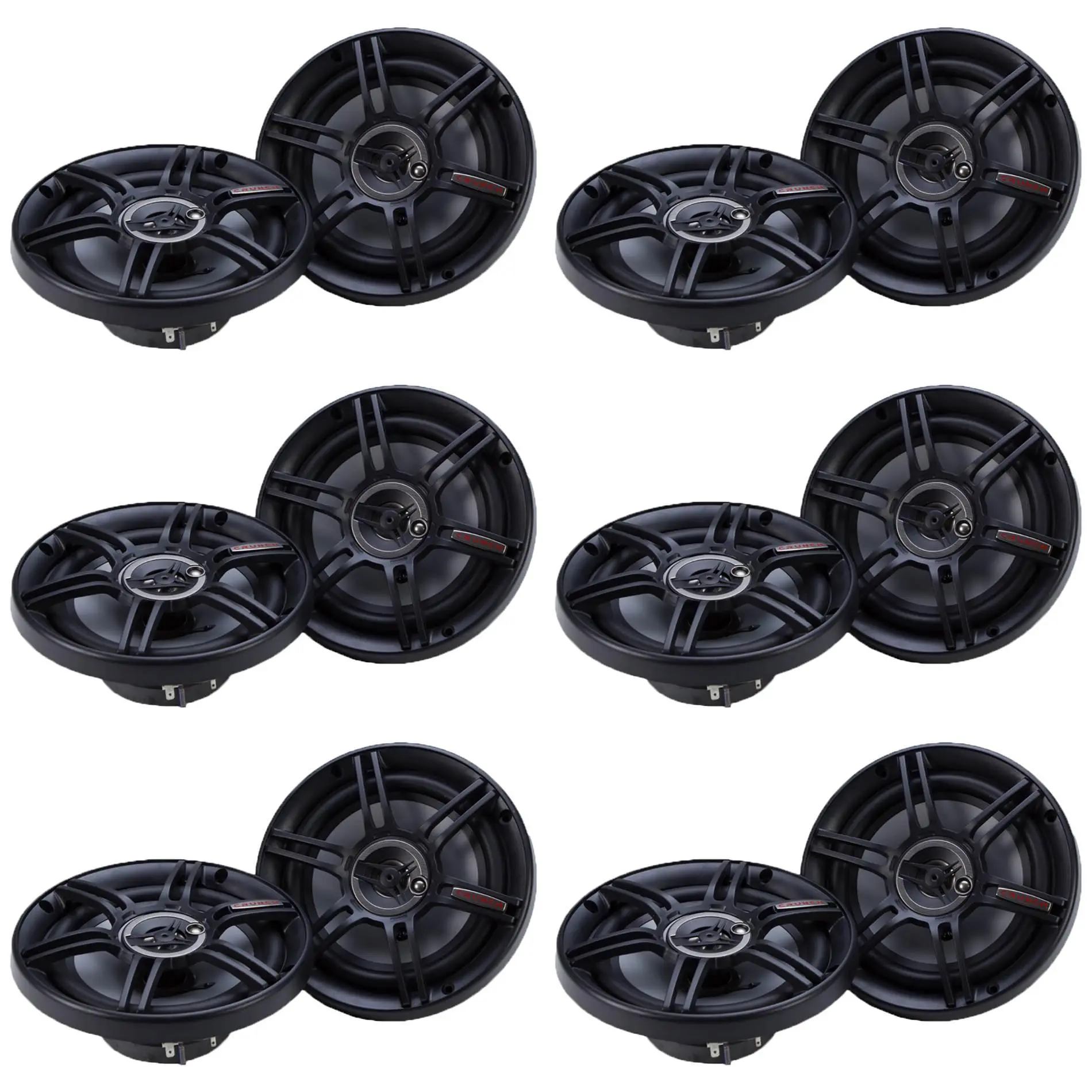 Crunch CS-653 300 Watts 6.5-Inch 3-Way 4 Ohms Steel Basket CS Speakers (12 Pack)
