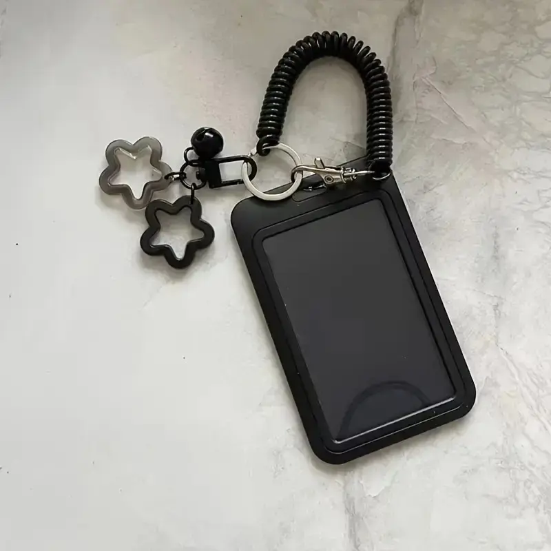 Colorful Star-Shaped Retractable Plastic ID Card Holder with Keychain, Cute ID Badge Reel for Bus Passes, Campus Cards, and Office ID Cards