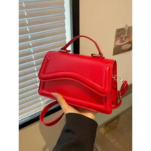 Women Old Money Style Solid Color Shoulder Crossbody Bag Metal Handle Fashionable Simple For Daily Outing Date