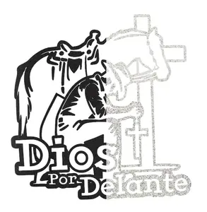 Radiant Dios Por Delante Vaquero Vinyl Decal Sticker UV & Waterproof Bumper Window Laptop Automotive Water Bottle Gift accessories – BLACK REFLECTIVE 5.2"