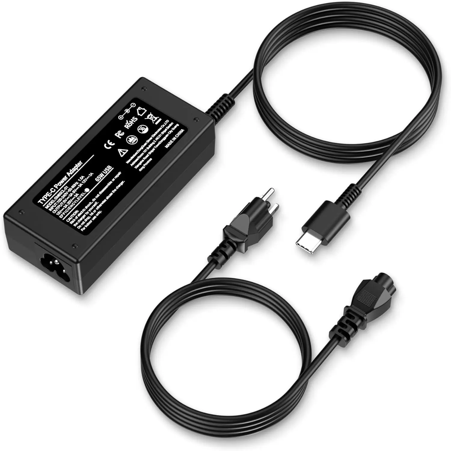 65W High Power Type C Universal Fit Laptop Charger - Fast Charging Computers Accessory, USB Adapters, 12V,15V/3A,18V/2.5A,20V/3.25A - Compatible with Lenovo,HP,Dell,Acer,Asus,Samsung,Google HP Chromebook - For Office Users, School Use