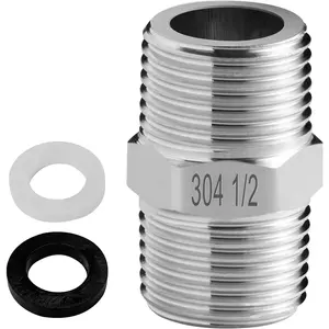 Adapter Shower Hose Extension, 1/2 to 1/2 Shower Head Adapter, Used to Connect Two Hoses, 304 Stainless Steel Hose Connector