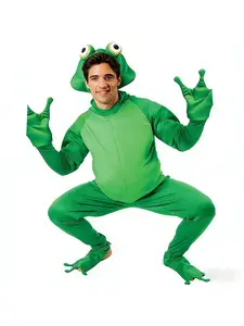 Men's Carnival Frog Prince Costume Full Body Green Frog Animal Suit Unique Role-playing Costumes for Themed Parties