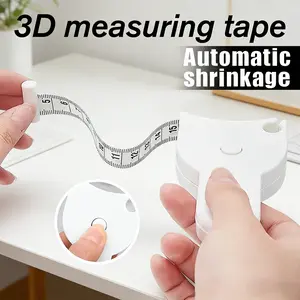 Fitness Essential: 60 Inch 3D Body Measuring Tape - Auto-Retractable Tool for Measuring Waist, Hip, Bust & Arms, White