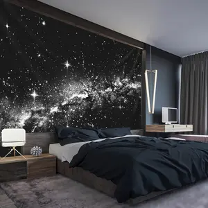 1pc Oversized Black and White Starry Sky Galaxy Aesthetic Print Wall Hanging Tapestry, Photography Background Cloth, Birthday Gift, Party Decoration, Suitable for Living Room Bedroom Office Dormitory, No Installation Required