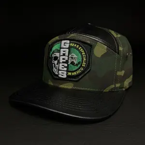 GAFES Mexico Fuerzas Especiales Camo Snapback Hat with PU Leather Brim, Parche Bordado Estilo Militar, Homenaje a Ejercito Mexicano