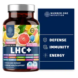 N1N LHC+ 15-in-1 Immune Support Supplement with Spirulina, Turmeric, Ginseng, Guarana, Vitamin D and Vitamin C for Immunity, Energy and Long-Haul Relief, 60 Veg Caps, Bottle Color May Vary