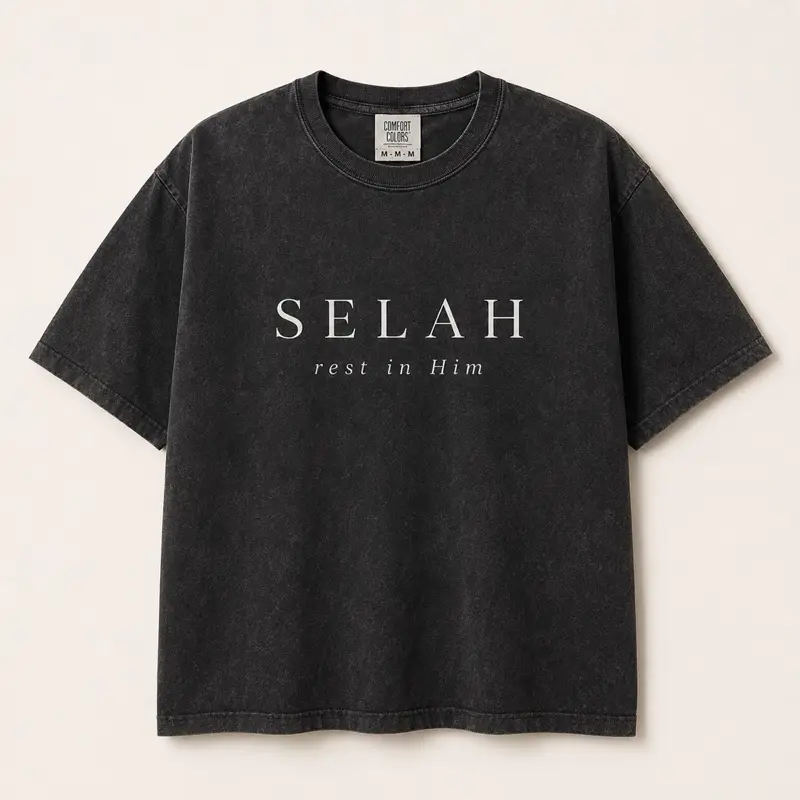 SELAH Christian Faith T-Shirt, Minimalist Worship Graphic Tee, Unisex Oversized Streetwear Top
