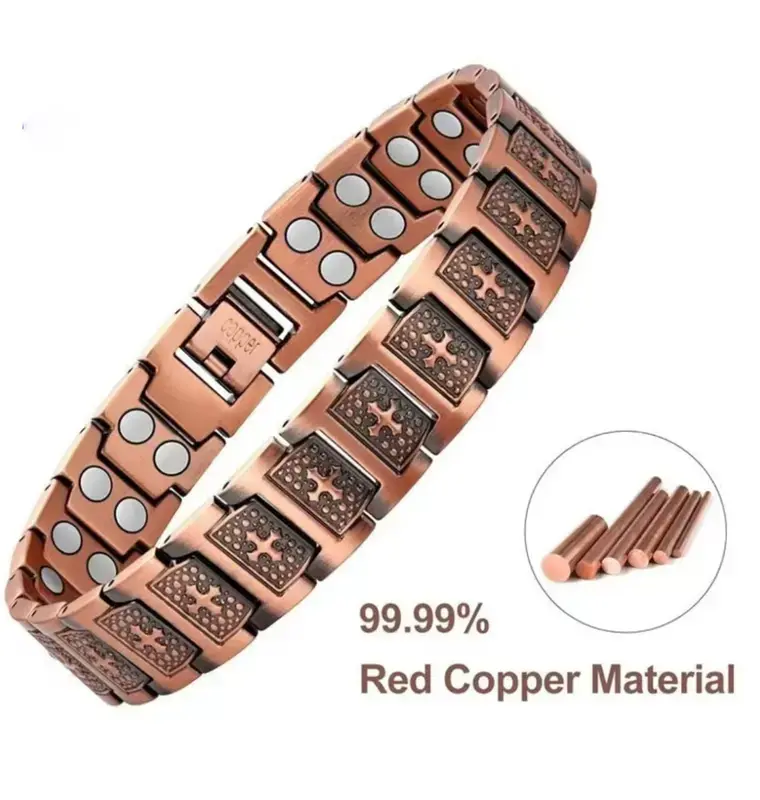 Karma Charms Copper Magnetic Therapy Bracelet for Men & Women, 3X Ultra Strength Magnetic Bracelets, 99.99% Pure Copper with 3500 Gauss Neodymium Magnets, Eliminate Static Electricity, Magnetic Field Therapy Jewelry