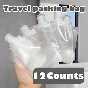 12 Counts Reusable Plastic Pouches, Lightweight Refillable Liquid Bags for Camping and Hiking