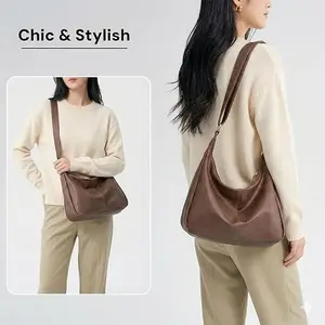 Trendy Slouchy Vegan Leather Bag for Women, Soft Crossbody Hobo & Everyday Tote Handbags