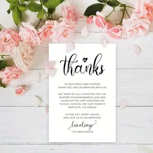 50pcs Wedding Party Table Thank You Cards, Table Decor, Reception, Bridal Shower Thank You Cards, Postcards, Wedding Ceremony, Party, Celebration Or Special Event Cards, Christmas, Positive Message Card