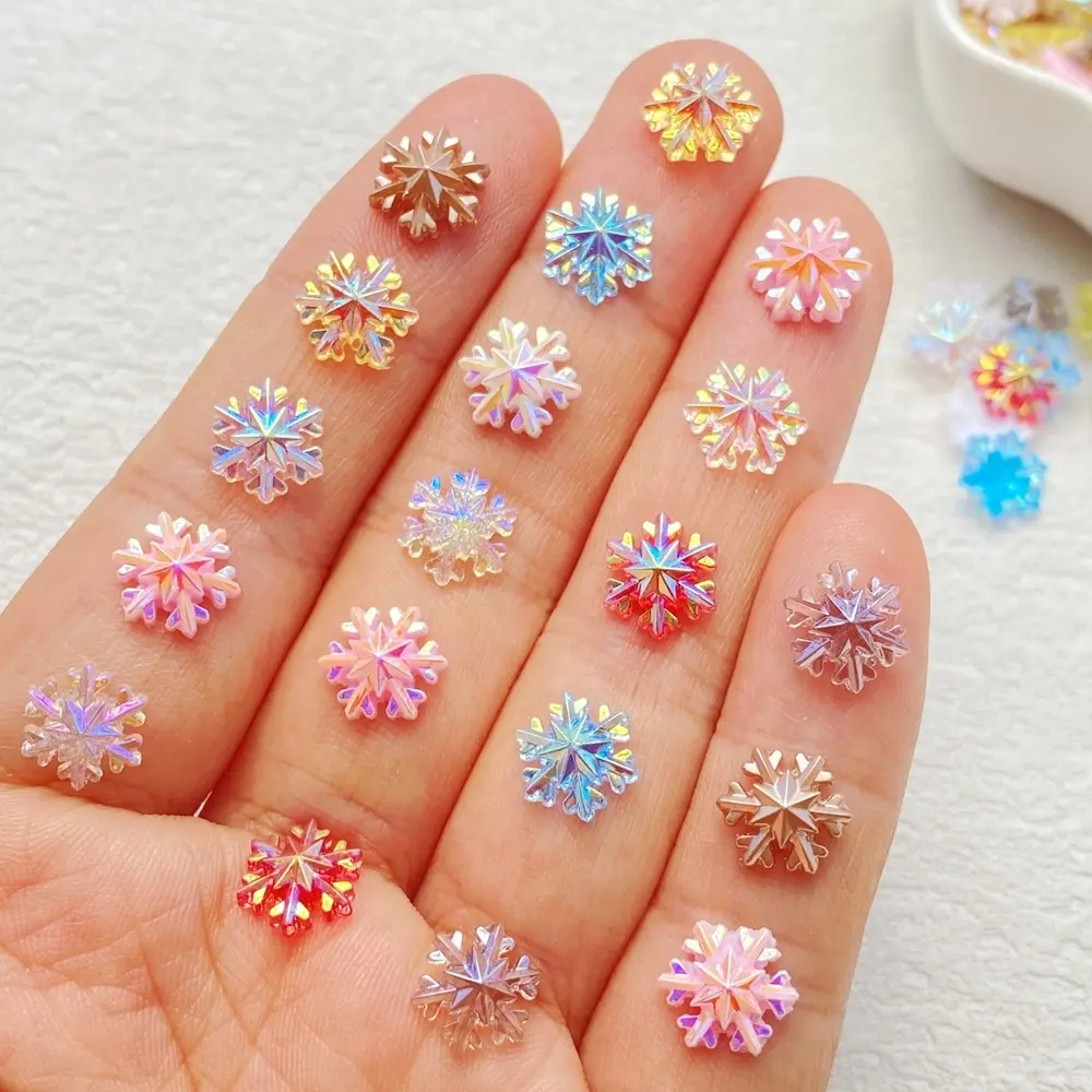 80pcs new mixed resin rhinestones nail art cute mini Christmas snowflake charm DIY nail craft scrapbook decoration